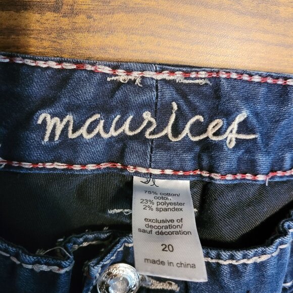 Maurices Jeans Sz 20 Skinny Mid Rise Dark Wash Thick Stitch Embellished Stretch - Picture 4 of 10